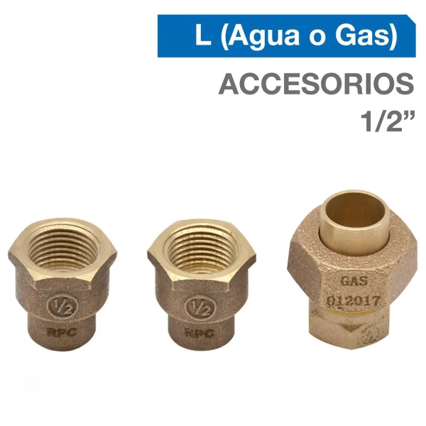 KIT INSTALACION PARA CALEFON +2TERMINAL HI 1/2 +1 UNION AMERICANA 1/2 SO-SO