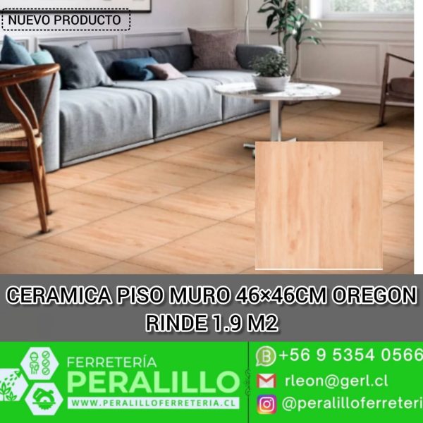 CERAMICO 46X46 OREGON RINDE 1.9 MTS PISO MURO
